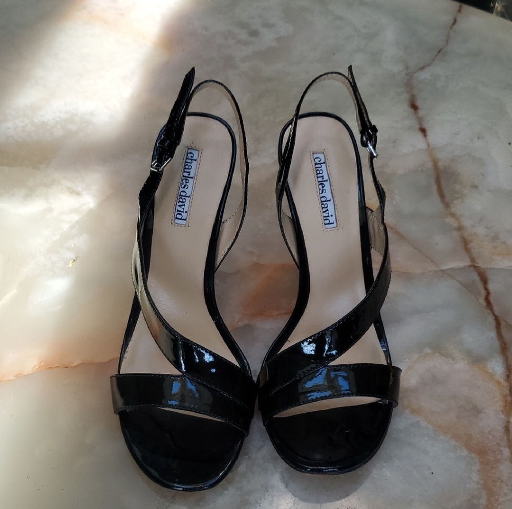 Charles David Black Patent Leather Heels